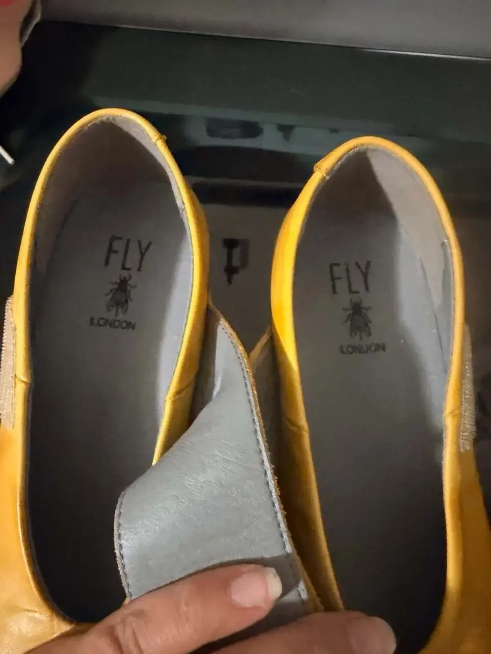 Fly London Women's Vari Leather Wedge Mary Jane Shoes Yellow